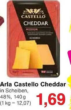Arla Castello Cheddar in Scheiben, 48%, 140 g