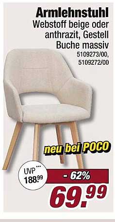 Armlehnstuhl Webstoff beige oder anthrazit, Gestell Buche massiv