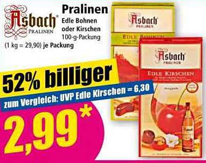 Asbach Pralinen - Edle Bohnen oder Kirschen (100-g-Packung)