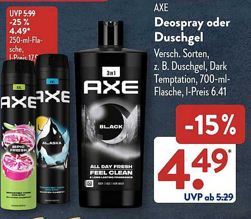 AXE Deospray oder Duschgel – Verschiedene Sorten