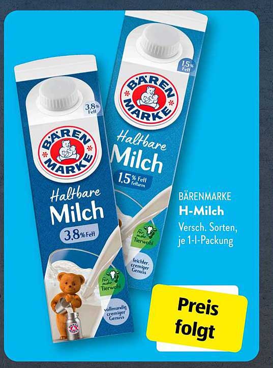 BÄRENMARKE Halbfare Milch 1,5% und 3,8% Fett - verschiedene Sorten