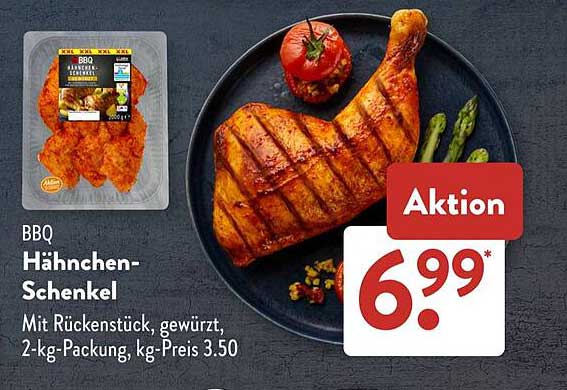 BBQ Hähnchen-Schenkel mit Rückenstück, gewürzt - 2-kg-Packung