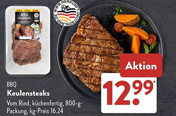 BBQ Keulensteaks, 800-g-Packung, Küchenfertig