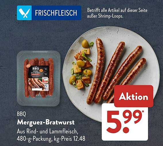 BBQ Merguez-Bratwurst aus Rind- und Lammfleisch, 480-g-Packung