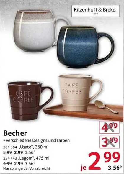 Becher Ritzenhoff & Breker – verschiedene Designs und Farben