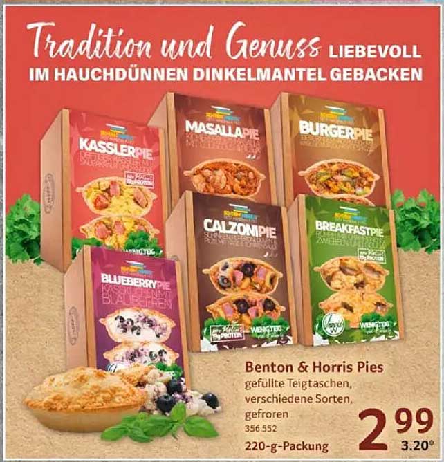 Benton & Horris Pies - gefüllte Teigtaschen, verschiedene Sorten, gefroren