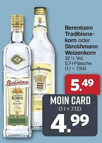 Berentzen Traditionskorn oder Strothmann Weizenkorn 0,7 l-Flasche