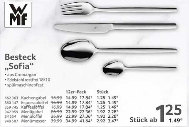 Besteck "Sofia" aus Cromargan – Edelstahl rostfrei 18/10, spülmaschinenfest