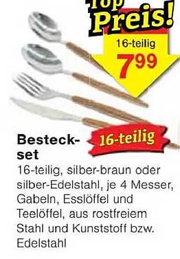 Besteckset 16-teilig - Silber-braun oder Silber-Edelstahl