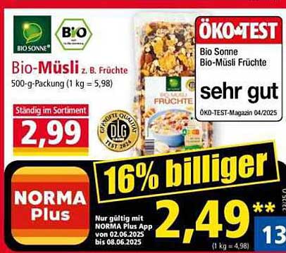 Bio-Müsli z.B. Früchte 500-g-Packung