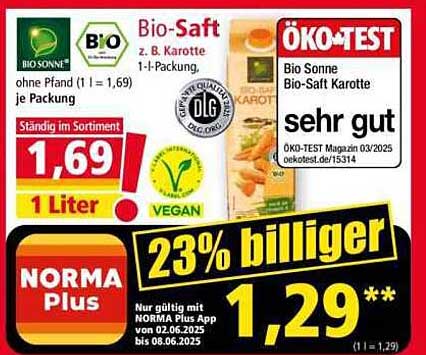 Bio-Saft von Bio Sonne – 1 l Karottensaft