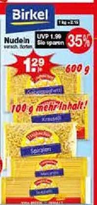 Birkel Nudeln - 600 g für nur 1,29 €