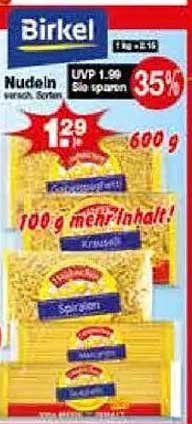 Birkel Nudeln 600 g - Vielfältiger Genuss zum Sparpreis