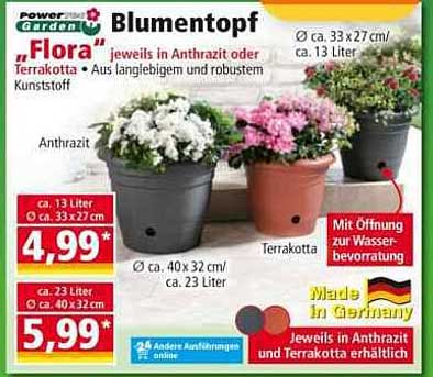 Blumentopf 'Flora' in Anthrazit oder Terrakotta