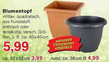 Blumentopf »Villa«, quadratisch, aus Kunststoff, anthrazit oder terrakotta