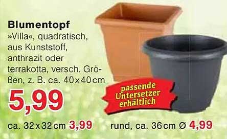 Blumentopf »Villa« - quadratisch aus Kunststoff, anthrazit oder terrakotta