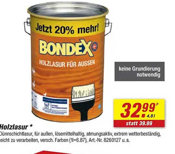 Bondex Holzlasur für außen, 4 l