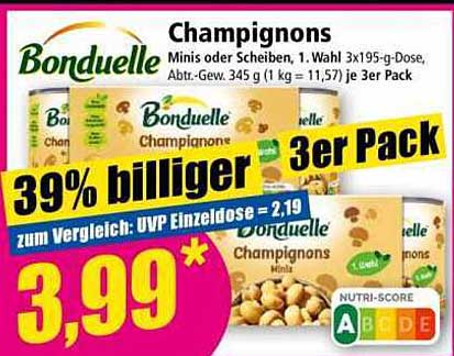 Bonduelle Champignons Minis oder Scheiben 3er Pack