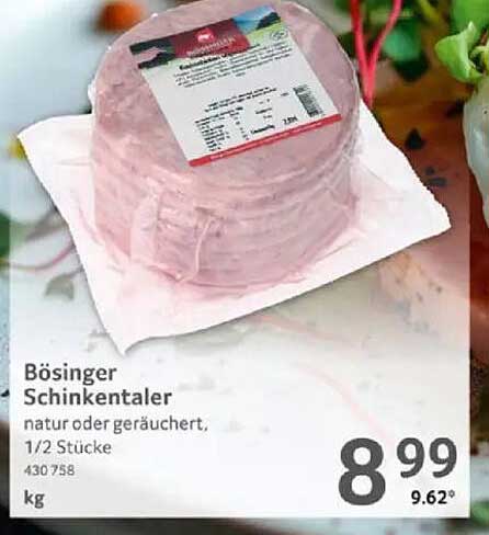 Bösinger Schinkentaler natur oder geräuchert, 1/2 Stücke