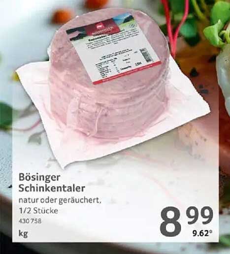 Bösinger Schinkentaler natur oder geräuchert, 1/2 Stücke