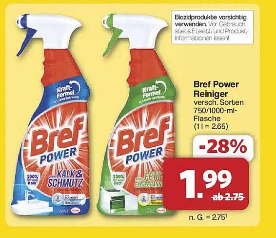 Bref Power Reiniger verschied. Sorten 750/1000-ml-Flasche