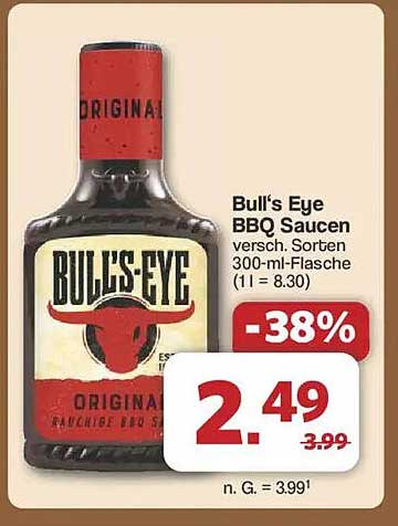 Bull's Eye BBQ Saucen 300-ml-Flasche