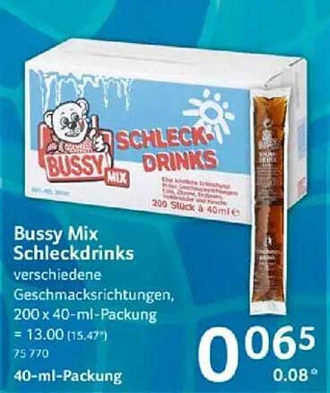 Bussy Mix Schleckdrinks - verschiedene Geschmacksrichtungen