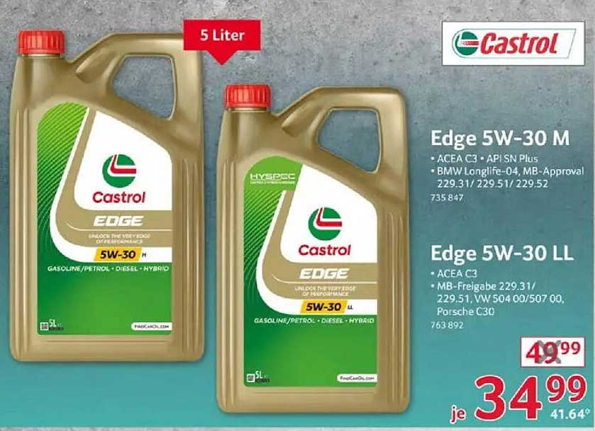 Castrol EDGE 5W-30 M und 5W-30 LL - 5 Liter