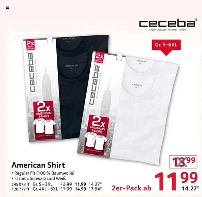 ceceba 2er-Pack American Shirt in Schwarz und Weiß