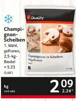 Champignon-Scheiben - 1. Wahl, gefroren, 2,5-kg-Beutel