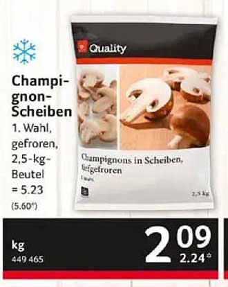 Champignon-Scheiben, gefroren, 2,5 kg Beutel