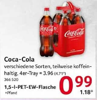 Coca-Cola 1,5-l PET-Flasche – verschiedene Sorten im 4er-Tray