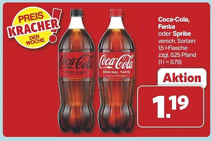 Coca-Cola, Fanta oder Sprite 1,5l - Jetzt im Angebot!