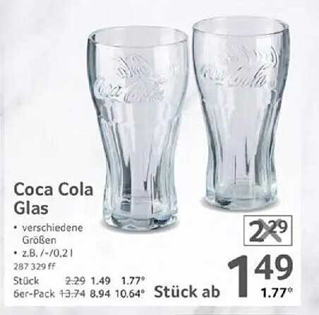 Coca Cola Glas - Verschiedene Größen
