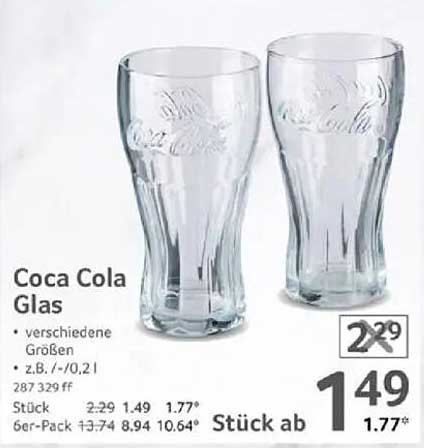 Coca Cola Glas - verschiedene Größen