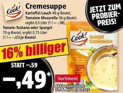 Cook! Cremesuppe - Spargel oder Tomate-Toskana