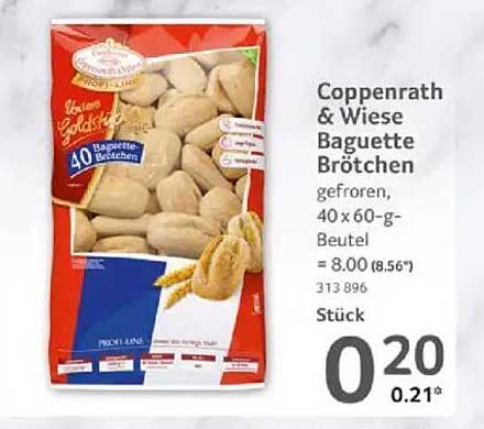 Coppenrath & Wiese Baguette Brötchen gefroren, 40 x 60-g-Beutel