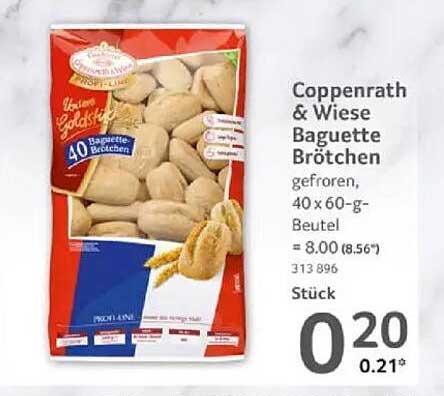 Coppenrath & Wiese Baguette Brötchen, gefroren, 40x60-g-Beutel