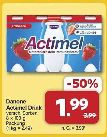 Danone Actimel Drink Erdbeere – Unterstützung für dein Immunsystem