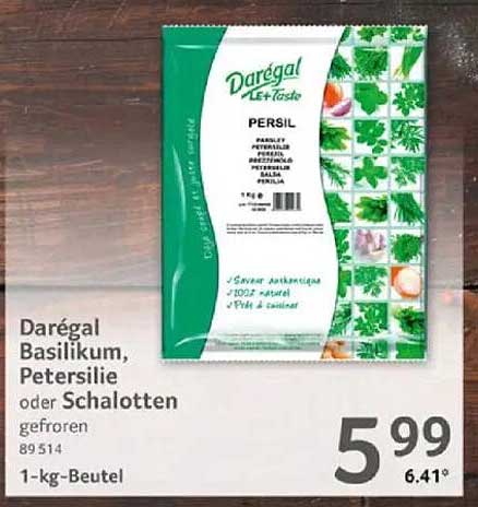 Darégal Basilikum, Petersilie oder Schalotten gefroren 1-kg-Beutel