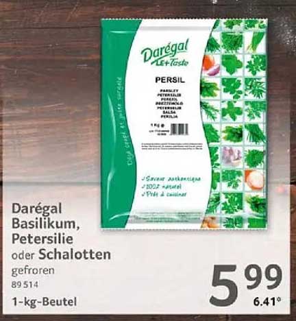 Darégal Basilikum, Petersilie oder Schalotten gefroren - 1 kg-Beutel