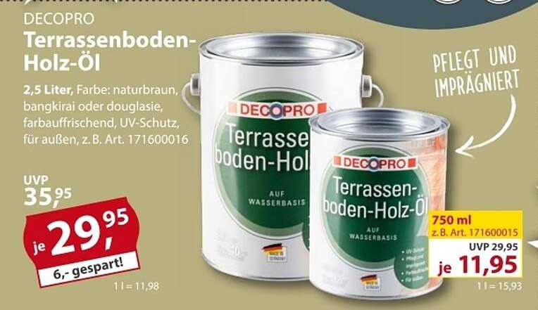 DECOPRO Terrassenboden-Holz-Öl 2,5 Liter, Farbe: naturbraun