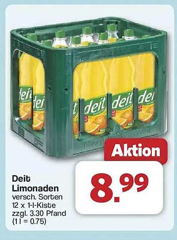 Deit Limonaden 12 x 1,0L-Kiste - Verschiedene Sorten