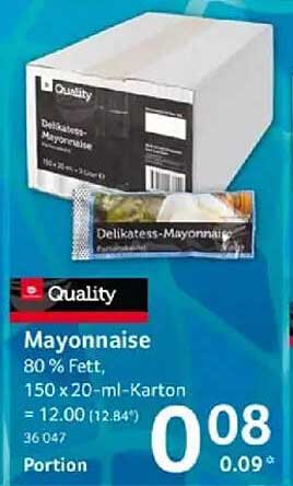 Delikatess-Mayonnaise 80 % Fett, 150 x 20-ml-Karton