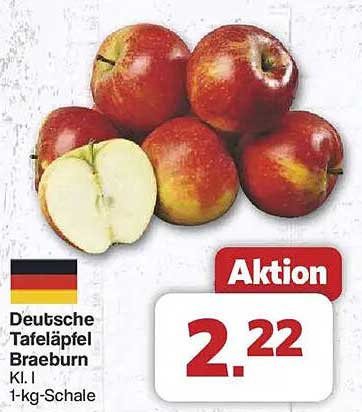 Deutsche Tafeläpfel Braeburn Kl. I 1-kg-Schale