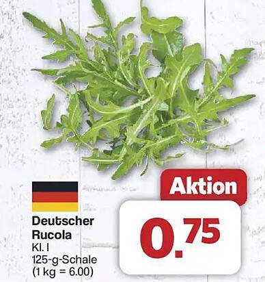 Deutscher Rucola Kl. I 125-g-Schale (1 kg = 6,00)