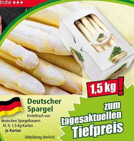 Deutscher Spargel 1,5 kg zum tagesaktuellen Tiefpreis