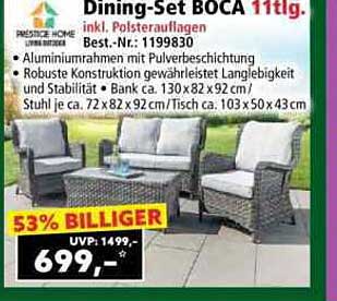 Dining-Set BOCA 11-tlg. inkl. Polsterauflagen