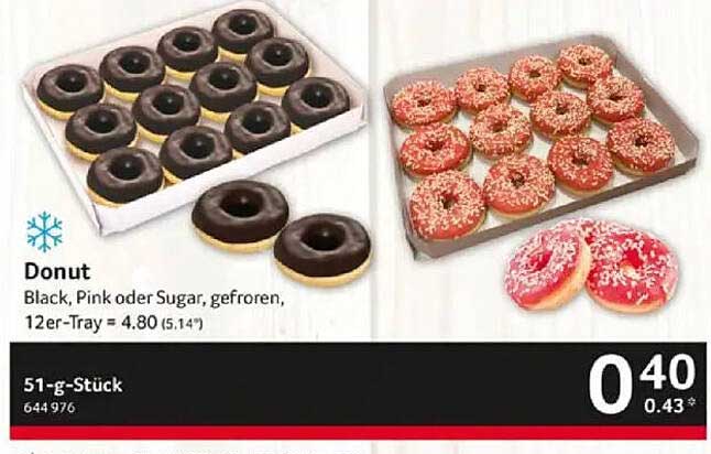 Donut Black, Pink oder Sugar, gefroren