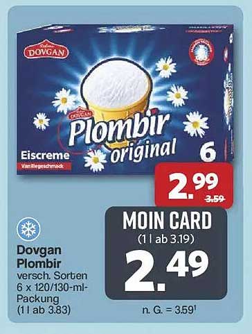 Dovgan Plombir Eiscreme, verschiedene Sorten, 6 x 120/130 ml
